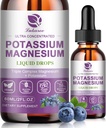 Kalium Magnesium Supplement Flüssigkeit w/Triple Complex Magnesium Glycinate & Kalium Plus Omega 3, Sea Moss, Black Seed, D3K2 & Calcium für Zzz, Leg Cramps & Muskel-2 FL OZ Drop