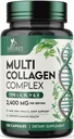 Multi Collagen Supplement 2400 mg - hydrolysierte Typen I, II, III, V & X Multi Collagen Pills Complex, Collagen Peptides Supplements, Haar, Haut, Nagel, & Joint Support Supplement, Non-GMO - 120 Kapseln