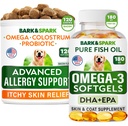 Advanced Dog Allergy + Omega 3 Bundle - Itch Relief - Probiotics w/Fish Oil Omega 3 + EPA&DHA Fettsäure - Hautallergiker + Gelenkgesundheit - 120 Chews + 180 Softgels - Bacon + Fisch Flavor - Made in USA
