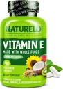 NATURELO Vitamin E - 180 mg (300 IU) von natürlichen gemischten Tocopherolen aus Organischen Ganznahrungen - Ergänzung für gesunde Haut, Haar, Nägel, Immun- und Augengesundheit - Non-GMO, Soy Free - 90 Vegan Kapseln