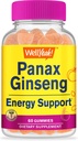 Wellja Panax Ginseng Gummies - 96mg Panax Ginseng Root Extract per Servieren - Non-GMO, Natürliche Aromen, Vegan, Glutenfrei, Nutfrei - 60 Count