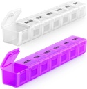 BUG HULL Weekly Pill Organizer Große 2 Packungen, extra große Reise Pillen Organizer, Pille Box 7 Tag, Reise Pille Fall, Medizin Pille Organizer für Vitamine, Ergänzungen und Medikamente (White+Purple)