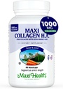 Maxi Health Marine Collagen Pillen – 1000 mg Typ 1 Kollagen für Damen und Herren mit Hyaluronsäure-Ergänzung für Gelenk- und Hautunterstützung – Unflavored, Clean Kosher Capsules (90 Maxicaps)