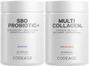 Codeage Multi Collagen Protein Kapseln 5 Arten, Ashwagandha Withania Somnifera & Organic Amla Berry + SBO Probiotic Blend 50 Billion CFU Bundle, Lactobacillus Plantarum, Bacillus Subtilis, Non-GMO