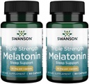 Swanson Triple Strength Melatonin - Natürliche Schlafunterstützung für unterbrochene Schlafzyklen - (60 Kapseln, je 10mg) 2 Pack