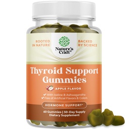 Natures Craft Vegan Thyroid Gummis mit Sea Moss - Schilddrüse unterstützen Gummis für umfassende Unterstützung für Männer und Frauen mit Iodin Selen und anderen potenten Vitaminen - Gelatin-Free Non-GMO 60