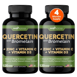 Gade Nutrition Quercetin mit Vitamin C und Zink - Quercetin 500mg - Quercetin mit Bromelain - Zink Quercetin - Quercetin Ergänzungen + Vitamin D3 (Non-GMO, Glutenfrei, Vegan) - 4 Monate Versorgung