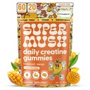 SuperMush Daily Creatine Gummies mit Cordyceps - Daily Superfood - Zuckerfreie Kreatin Monohydrat-Ergänzung für Stärke, Fokus und Erholung – Vegan Gummy Formula, Mango Flavor, 20-Tage-Versorgung