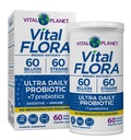 Vital Planet - Vital Flora Ultra Daily Probiotic 60 Billion CFU, 60 Diverse Strains, 7 Bio-Präbiotika, Immununterstützung, Digestive Health Shelf Stable Probiotics für Frauen und Männer 60 Kapseln
