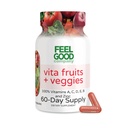 FeelGood Superfoods Vita Fruits and Veggies Capsules - 25 Superfood Zutaten, Obst und Gemüse Multivitamin, 60 Count - Für Männer und Frauen - Vitamine A, C, D, E, B und Zink