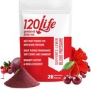 120LIFE Blutdruck-Unterstützung, Natürliche Beet Root Powder Drink Mix mit Granatapfelpulver, Cranberry-Ergänzung, Tart Cherry, Hibiscus, und Magnesium (28 Servierungen) - Glutenfrei, Vegan
