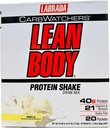 Lean Body Carb Watchers, All-In-One Vanille Meal Ersatz Shake. 40g Protein Whey Blend, 8g Gesunde Fette & Fiber, 22 Vitamine und Mineralstoffe, keine künstlichen Farben, Glutenfrei, (20 Packungen)