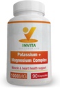 Invita Potassium Magnesium Complex 1000 MG für Leg & Muskelunterstützung I (90 Kapseln) - Hohe Absorption Kalium Aspartat mit Magnesium Aspartat Oxid Glycinat Gluconate & Citate