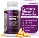 Reliev-fxTM DLPA Boswellia Turmeric und Ginger Supplement, Stress Relief, Herz, Verdauung, Muskelkramp, Gelenk, Entzündung Gesundheit, Vitamin B6 P5P, Boswellic Acid, Curcumin mit schwarzem Pfeffer - 90ct