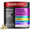Biotin für Haarwachstum Frauen & Männer mit Keratin, Kollagen Complex 30000 mcg – Kapseln für Haarausfall & Stärke Dicke – Haut und Nägel Vitamine, Biotin 10000mcg und Collagen Ergänzungen - 60 Pillen