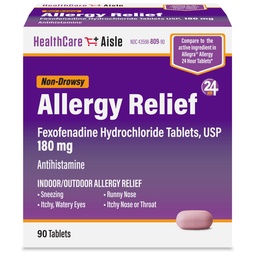 HealthCareAisle Allergy Relief - Fexofenadine Hydrochlorid Tabletten USP, 180 mg, 90 Tabletten, Allergy Medication, Non-Drowsy 24-Stunden-Relief