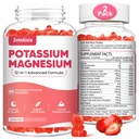2 Pack Kalium Magnesium Ergänzung Gummi für Erwachsene Kinder, Magnesium Glycinat & Kalium Citrat, Plus Multivitamin, Omega-3 & Schwarz Pfeffer, Leg Cramps, Muskel & Herz Gesundheit, 120 Zähler