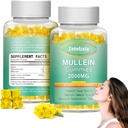 2 Pack Mullein Gummies - Mullein Blatt Extrakt für Lunge, Lung Detox Cleanse für Raucher,Mullein Lung Unterstützungsergänzung für Immununterstützung,Mucus Relief, 120 Sugar Free Vegan Gummies