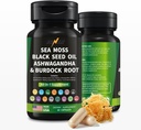 IGNIX Nahrungsergänzung mit Sea Moss, Black Seed Oil, Ashwagandha und Burdock Root-Irish Sea Moss 3000mg, Black Seed 2000mg, Ashwagandha 1000mg, Bladderwrack 1000mg, Burdock Root 1000mg.