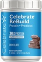 Celebrate Vitamine Rebuild Protein Pulver mit Probiotics & Prebiotics - 20g Whey Isolate Protein, High Fiber, für Post Bariatric Surgery Patienten - Schokolade (15 Portionen)