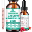 Calcium Magnesium Zink D3 mit Calm Magnesium Glycinate Plus Ashwagandha, L-Theanin, Flüssiges Calcium mit Vitamin D3 und Magnesiumergänzung für Immun-, Knochen-, Muskel-, Mood- und Schlafunterstützung