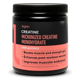 LEGION Micronized Creatine Monohydrat-Ergänzung - Clean Creatine Powder for Muscle Gain & Post Workout Recovery - Mikronisierte Kreatin-Ergänzung für maximale Absorption (100 Servierungen, Unflavored)