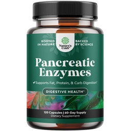 Natures Craft Pancreatin Verdauungsenzyme für Verdauungsmedizin - Pankreasenzyme für Menschen mit Fettkarb und Protein Frauen und Männer - Protease Amylase & Lipase Digestion -120ct