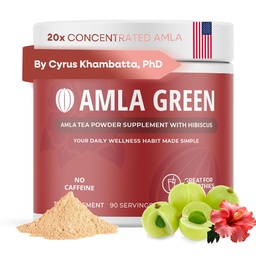Amla Powder & Green Tea Superfood Supplement mit Hibiscus, 20x Ultra Concentrated Amla, Antioxidant Support, Hergestellt mit Oolong Tee und indischen Gänsebeeren, Organisch, Vegan, Hibiscus, 90 Servietten