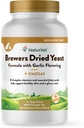 NaturVet – Brauer getrocknete Hefe-Formel mit Knoblauch Flavoring – Plus Omegas | Reich an Omega-3, 6 & 9 Fettsäuren | Fortified with B1, B2, Niacin & Vitamin C | für Hunde & Katzen | 1000 Kautabletten