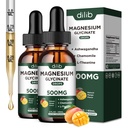 Magnesium Glycinate Liquid Drops Supplement, mit Magnesium Glycinat 500mg Ashwagandha, L - Theanin, Kamille -Unterstützung Stress Relief, Knochen, Muskel, Mood Mango Flavor 2Pack
