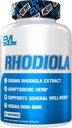 Herbal Adaptogen Rhodiola Rosea Kapseln - 500mg Rhodiola Ergänzung für Fokus Energie und Stimmung Unterstützung - EVL Calming Stress Supplement mit Gehirn Fokus Vitamine für Erwachsene - 30 Vegan Kapseln