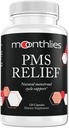 Moonthlies PMS Relief Ergänzung für Frauen Menstruationszyklus Unterstützung - Natürlich Balance Mood Swings, Period Cramps, Bloating, Fatigue, Wasser Retention, PMDD, Perimenopause (60 Tage Versorgung 120 Kapseln)