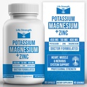 Lebenskraft Magnesium Kalium-Ergänzungen + Zink 90 Kapseln für Gefäßgesundheit – Hohe Absorption Vegan, natürliche Zutaten Ergänzung für Leg Cramps und Schlaf