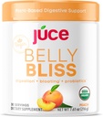 Júce Belly Bliss, Peachy Greens, 30 Portionen, Probiotics + Greens, Bloating Support mit pflanzlichen Verdauungsenzymen, Nahrungsergänzungspulver - Von Terra Organic Kais