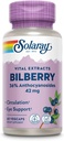 SOLARAY Bilberry Berry Extract 42 mg, Augengesundheit und Zirkulation Unterstützung, mit 36% Anthocyanosides, Vegan, 60 VegCaps