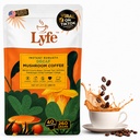 LYFE Organic Instant Decaf Mushroom Coffee – Lion’s Mane, Chaga, Cordyceps, Turkey Tail | USA Grown Adaptogenic Pilze für bessere Energie, Fokus, Gut Health, Immunität – 40 Servietten