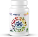 Vita Forte Vegan Multivitamin mit Probiotika, Verdauungsenzyme & 42 Früchte & Gemüse – Halal Certified, Non-GMO, Glutenfreie, tägliche Energie & Immununterstützung – 60 Vegan Tabletten