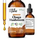 Wild & Organic Chaga Mushroom Tincture - Immununterstützung mit Chaga Mushroom Extract Liquid - Immunität Tropfen Supplement - Vegan, Zucker & Alkoholfrei - 2 fl oz