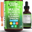 Clean Nutra Mullein Tropfen für Lunge Bio Chlorophyll Liquid Irish Sea Moss, Spirulina, Licorice, Tart Cherry Lobelia, Mutterwort & Elderberry Mullein Blatt Extrakt Tincture Men Frauen Beilage