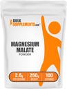 BulkSupplements.com Magnesium Malate Powder - Magnesium Supplements, hohe Bioverfügbarkeit - Unflavored & Glutenfrei, 2,5g pro Servierung, 250g (8.8 oz) (Pack von 1)