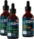 E2H: Chlorophyll Liquid Drops (2 Pack - 4 Fl Oz) und flüssige Kurkuma (Single Bottle - 2 Fl Oz) | Vegan, Non-GMO - (6 Fl Oz Total) - Bundle