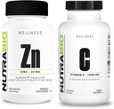 NutraBio Zink Chelat und Vitamin C mit Rose HIPS Supplement Bundle – Vitamin Supplement Bundle Mai Hilfe mit Antioxidantien und Immununterstützung und allgemeine Gesundheit und Wellness
