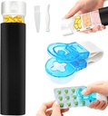 Wöchentlich 7 Tage Pille Organizer, leicht geschützte versiegelte Feuchtigkeit Resistant,Pill Taker, DKYEUD Reise tägliche Pille Box, niedliche Pille Fall für Vitamine, Medikamente, Ergänzungen, Fischöl, Schwarz und Weiß