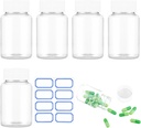 Klare Pillen Flasche 6Pcs Leere Medizin Organizer Kunststoff Pillen Flaschen Transparente Reagenzbehälter 80ml Große Jar Pulver Speicherleak Proof Caps für flüssige feste Pulver Home Toilettenartikel