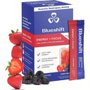 Blueshift Energy + Focus - Weniger-süße Super saubere pflanzenbasierte Energy Drink für Erwachsene, mit Guarana, Grüner Tee, Rhodiola, Koffein, B Vitamine für Klarheit und Fokus, kein Zucker - Pulver-Sticks (10 Pack)