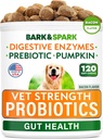 BARK&SPARK Vet Strength Dog Probiotics Chews - Gas, Durchfall, Allergie, Verstopfung, Upset Stomach Relief, mit Verdauungsenzymen + Kürbis + Präbiotika - Kaufaserergänzung - 100ct - Bacon