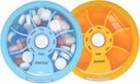 INVODA Wöchentliche Pille Organizer 7 Kompartment rotierende Pille Box für tägliche Medikamente & Vitamine - Tragbare Reise Pille Fall Fischöl Nahrungsergänzungsmittel Vitamine Organizer (Blue+Orange)