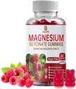 Magnesium-Glycinat-Gummien, Magnesium-Zusatz, Magnesium-Glycinat, Vitamin C, D, B12, CoQ10, für Kalm-Mood & Muskel, Schlaf, für Erwachsene, 60 Gummie