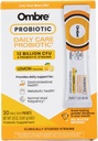 Ombre Daily Care Probiotic Powder - Präbiotika und Probiotika für Frauen, Männer und Kinder - Schnell auflösendes Pulver fördert Verdauungs- und Gesamt-Wellness - 12 Billion CFU - Lemon Flavor, 30 Packungen