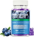 Magnesium-Glycinat-Gummien 1000mg, hohe Absorption Zucker Kostenlose Magnesium-Kalium-Ergänzung für Entspannung, Entlastungsstress und Schlafunterstützung für Erwachsene & Kinder (Blaubeere)